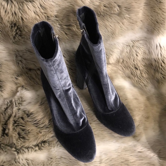 Sam Edelman Blue Velvet Calexa Sock Ankle Boots - Picture 3 of 6